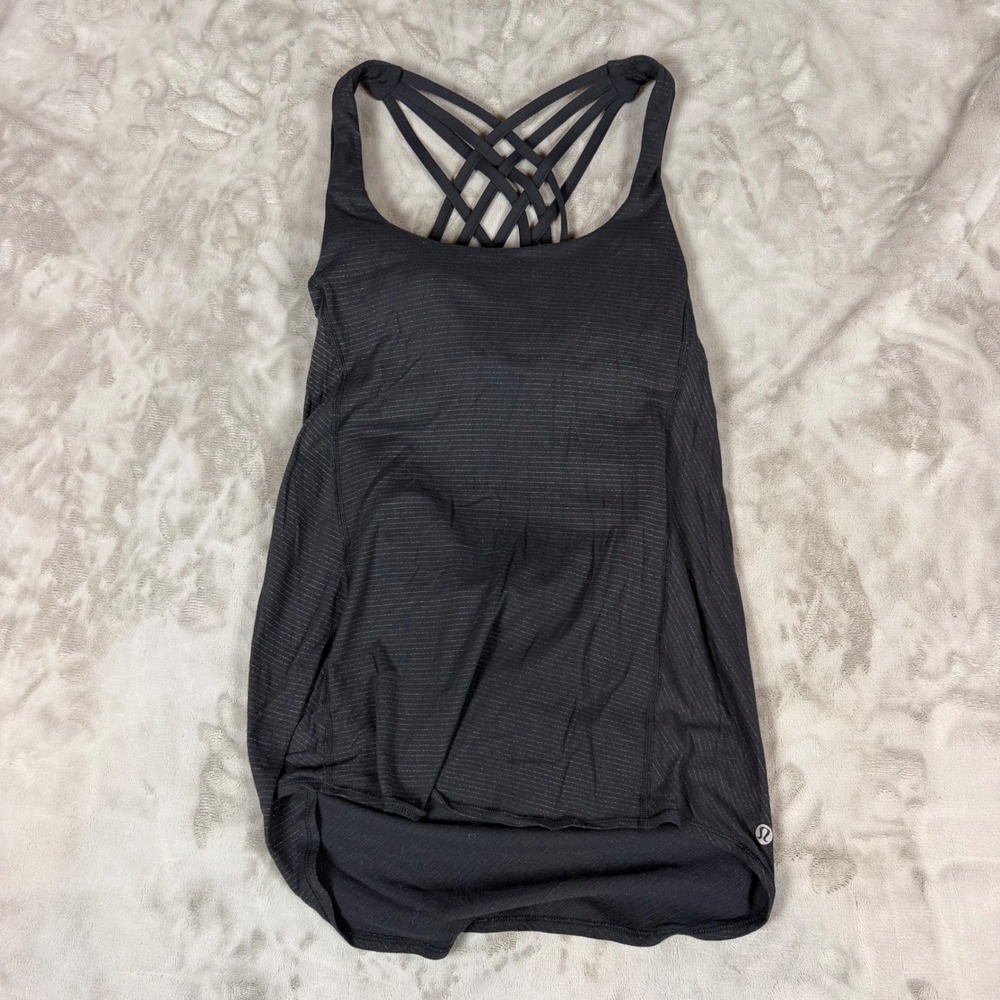 Lululemon Free To Be Wild Tank Top Black Space Dye Strappy Back Size 6